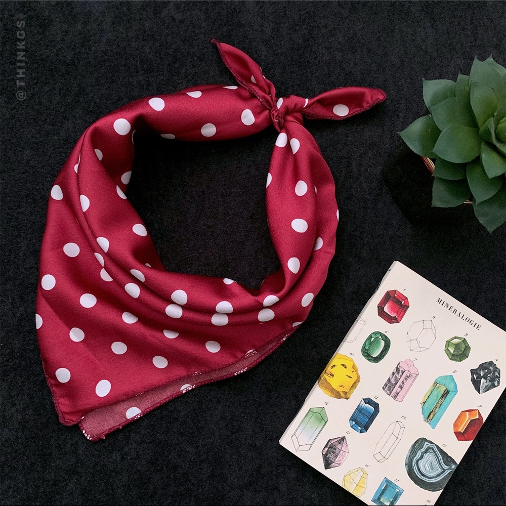 Square Scarf Red + White Dots